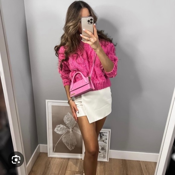 Zara pink ruffled knit sweater with lace - Picture 9 of 14